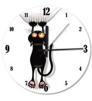 Tırmalayan Kara Kedi Şekilli Duvar Saati