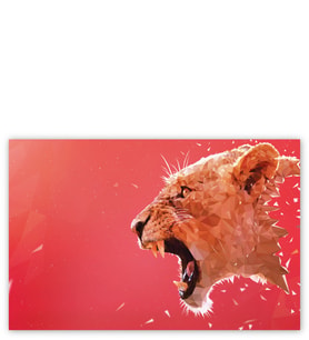 Ahşap Tablo Agresif Aslan Üçgenler Low Poly