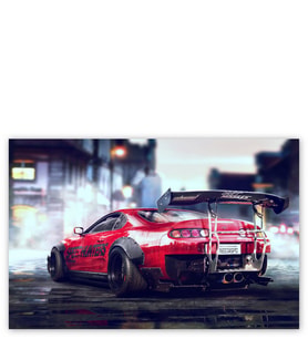 Ahşap Tablo Kırmızı Toyota Supra