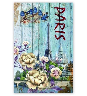Ahşap Tablo Ahşap Zeminde Paris Eyfel Kulesi
