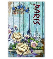 Ahşap Tablo Ahşap Zeminde Paris Eyfel Kulesi