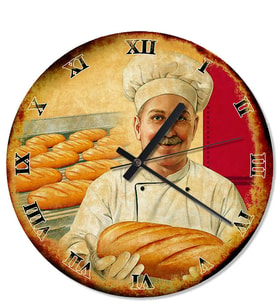 Eski Fırın Ve Ekmek Analog Duvar Saati