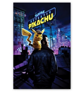 Ahşap Tablo Detective Pikachu Sırtta Geziyor