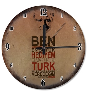 Atatürk Sözü Ve Resmi Dekoratif Duvar Saati