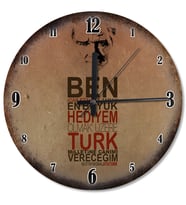 Atatürk Sözü Ve Resmi Dekoratif Duvar Saati