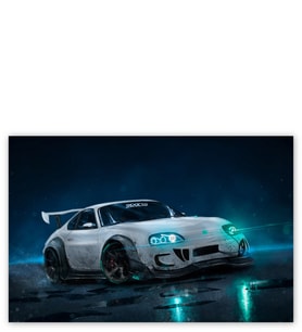 Ahşap Tablo Beyaz Toyota Supra Drift