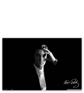 Ahşap Tablo Elvis Presley Siyah Beyaz Karanlık Arkaplan Portre