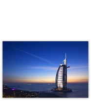 Ahşap Tablo Dubai Burj Al Arab Akşam Manzarası