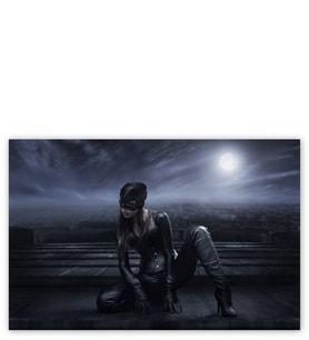 Ahşap Tablo Catwoman Ay Işığında