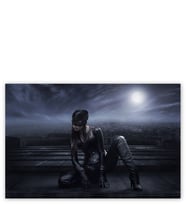 Ahşap Tablo Catwoman Ay Işığında