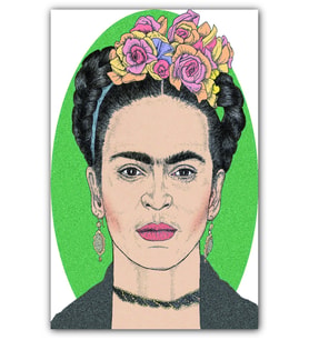 Ahşap Tablo Frida Kahlo Gül Taçlı