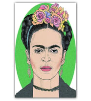 Ahşap Tablo Frida Kahlo Gül Taçlı