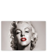 Ahşap Tablo Marilyn Monroe Yakın Plan Kırmızı Dudaklar