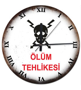 Roma Rakamlı Ölüm Tehlikesi Baskılı Duvar Saati