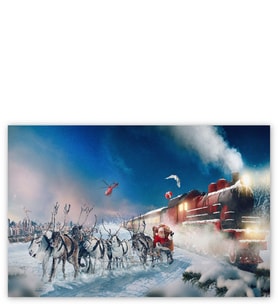 Ahşap Tablo Kutup Ekspresi Geyikler Ve Noel Baba