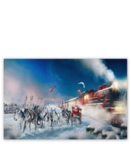 Ahşap Tablo Kutup Ekspresi Geyikler Ve Noel Baba