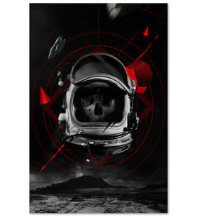 Ahşap Tablo Ölü Astronot İllüstrasyon
