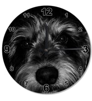 Siyah Köpek Ahşap Duvar Saati