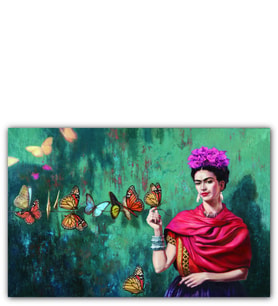 Ahşap Tablo Frida Kahlo Kelebekli