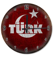 Türk Yazı Bayrak Sessiz Duvar Saati