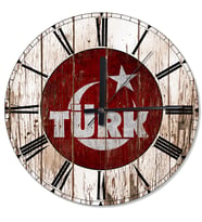 Türk Yazı Bayrak Akarlı Duvar Saati