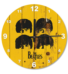 Sarı Zeminde The Beatles Ahşap Duvar Saati