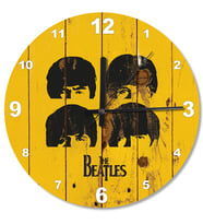 Sarı Zeminde The Beatles Ahşap Duvar Saati