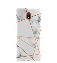 Kılıfland Xiaomi Redmi 8A Kılıf Silikon Resimli Kapak White Marble Mermers With Triangle -Stok 1195