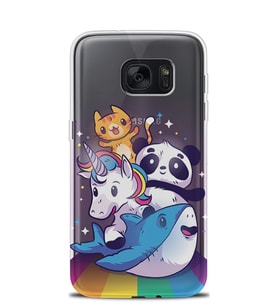 Kılıfland Samsung Galaxy S7 Edge Kılıf Silikon Desenli Resimli Lüx Kapak Rainbow Animals -Stok 561