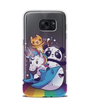 Kılıfland Samsung Galaxy S7 Edge Kılıf Silikon Desenli Resimli Lüx Kapak Rainbow Animals -Stok 561