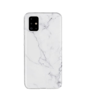 Kılıfland Samsung Galaxy A71 Kılıf A715F Silikon Resimli Kapak Beyaz Açık Mermem -Stok 1293