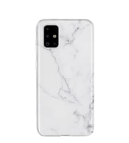 Kılıfland Samsung Galaxy A71 Kılıf A715F Silikon Resimli Kapak Beyaz Açık Mermem -Stok 1293