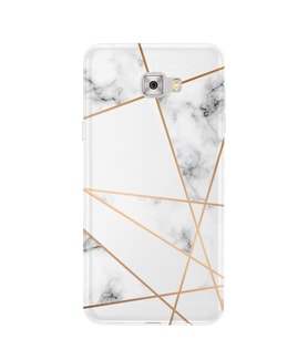 Kılıfland Samsung Galaxy C5 Kılıf Silikon Desenli Resimli Lüx Kapak White Marble Mermers With Triangle -Stok 1195