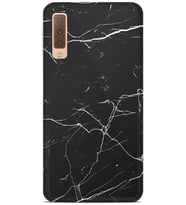 Kılıfland Samsung Galaxy A7 2018 Kılıf A750F Silikon Resimli Kapak Siyah Koyu Mermer -Stok 1299