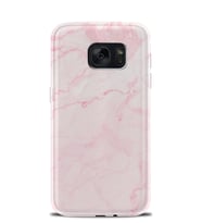 Kılıfland Samsung Galaxy S7 Edge Kılıf Silikon Desenli Resimli Lüx Kapak Pembe Mermer -Stok 1294
