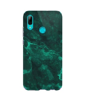 Kılıfland Huawei P Smart 2019 Kılıf Silikon Desenli Resimli Lüx Kapak Yeşil Koyu Mermer -Stok 1296