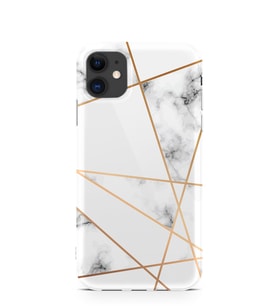 Kılıfland Apple İphone 11 Kılıf Silikon Resimli Kapak White Marble Mermers With Triangle -Stok 1195
