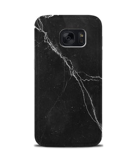 Kılıfland Samsung Galaxy S7 Edge Kılıf Silikon Desenli Resimli Lüx Kapak Siyah Şerit Mermer -Stok 1298