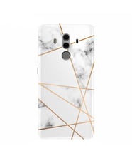 Kılıfland Huawei Mate 10 Pro Kılıf Silikon Desenli Resimli Lüx Kapak White Marble Mermers With Triangle -Stok 1195