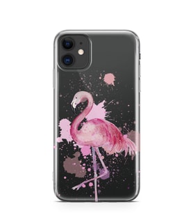Kılıfland Apple İphone 11 Kılıf Silikon Resimli Kapak Watercolor Flamingo -Stok 617