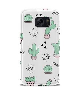 Kılıfland Samsung Galaxy S7 Edge Kılıf Silikon Desenli Resimli Lüx Kapak Cactus Pattern -Stok 901