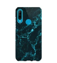 Kılıfland Huawei P30 Lite Kılıf Silikon Desenli Resimli Lüx Kapak Koyu Mavi Mermer -Stok 1297