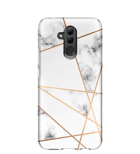 Kılıfland Huawei Mate 20 Lite Kılıf Silikon Desenli Resimli Lüx Kapak White Marble Mermers With Triangle -Stok 1195