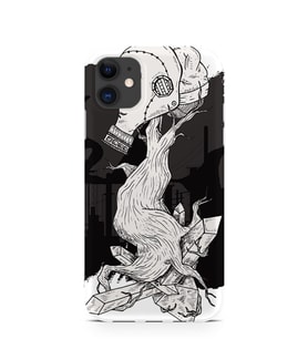 Kılıfland Apple İphone 11 Kılıf Silikon Resimli Kapak Gas Mask Retro -Stok 442