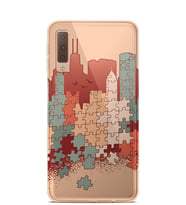 Kılıfland Samsung Galaxy A7 2018 Kılıf A750F Silikon Resimli Kapak Puzzle City -Stok 172