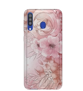 Kılıfland Samsung Galaxy A20S Kılıf A207F Silikon Resimli Kapak Pink Flowers -Stok 497