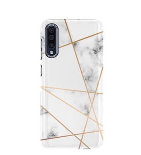 Kılıfland Samsung Galaxy A50 Kılıf A505F Silikon Resimli Kapak White Marble Mermers With Triangle -Stok 1195