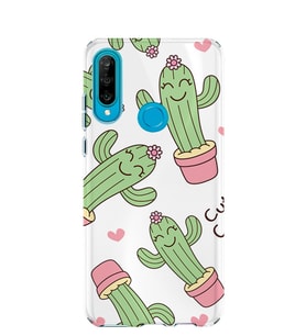 Kılıfland Huawei P30 Lite Kılıf Silikon Desenli Resimli Lüx Kapak Cactus Love -Stok 881