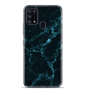 Kılıfland Samsung Galaxy M31 Kılıf Silikon Resimli Kapak Koyu Mavi Mermer Stok 1297