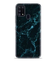 Kılıfland Samsung Galaxy M31 Kılıf Silikon Resimli Kapak Koyu Mavi Mermer Stok 1297